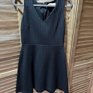 LOFT Black Textured Mini Dress